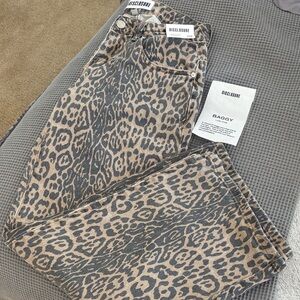 Leopard Print Jeans - Gray and Tan